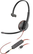 HP Poly Blackwire C3215 Monaural Headset +Carry Case (Bulk)