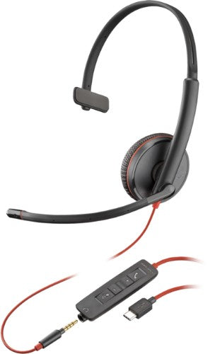 HP Poly Blackwire C3215 Monaural Headset +Carry Case (Bulk)