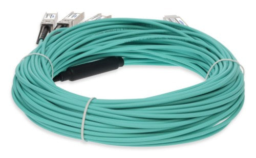 AddOn Networks QSFP28-4SFP28-AOC20M-DE-AO InfiniBand/fibre optic cable 787.4" (20 m) 4x SFP28 AOC Aqua color, Stainless steel