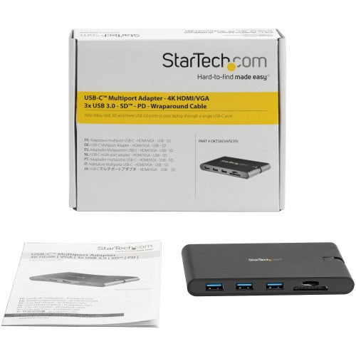 StarTech.com DKT30CHVSCPD laptop dock/port replicator Wired USB 3.2 Gen 1 (3.1 Gen 1) Type-C Black
