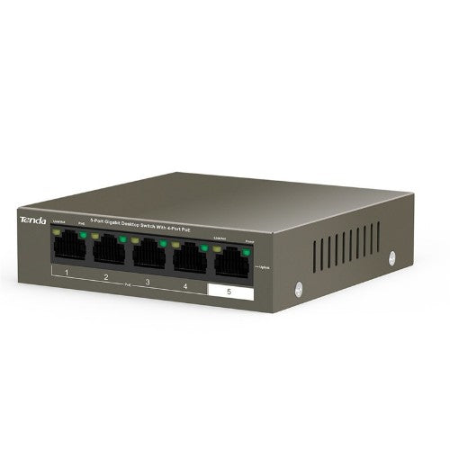 Tenda TEG1105P-4-63W network switch Unmanaged L2 Gigabit Ethernet (10/100/1000) Power over Ethernet (PoE) Black