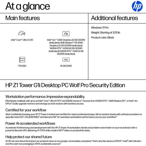 HP Z1 Tower G1i Desktop PC Wolf Pro Security Edition