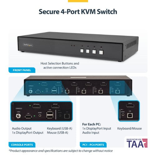 StarTech.com CK4-P104 KVM switch Black