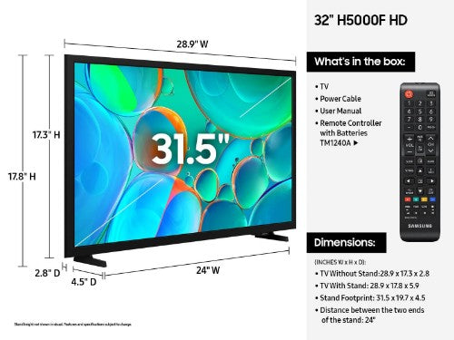 Samsung UN32H5000FFXZA TV 32" HD Smart TV Wi-Fi Black