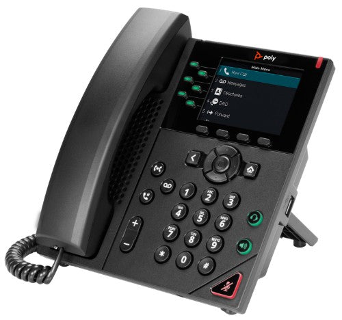 HP Poly VVX 350 6-Line IP Phone and PoE-enabled with Power Supply
