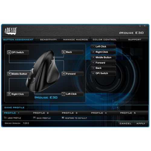 Adesso iMouse E30 mouse Office Right-hand RF Wireless Optical 2400 DPI