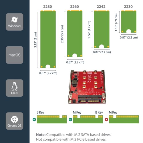 StarTech.com S322M225R interface cards/adapter Internal M.2