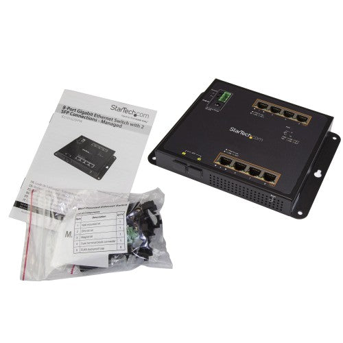 StarTech.com IES101GP2SFW network switch Managed L2 Gigabit Ethernet (10/100/1000) Power over Ethernet (PoE) Black