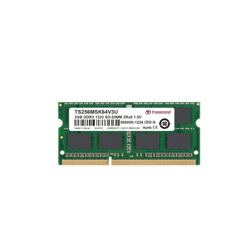 Transcend 2GB, DDR3, PC3-10664, 204Pin DIMM, CL9, 128Mx8 memory module 2 x 8 GB 204-pin SO-DIMM