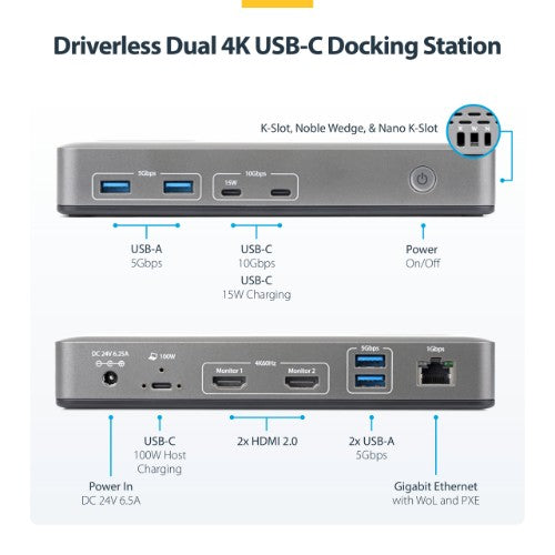 StarTech.com 196N-USBC-DOCK laptop dock/port replicator Wired USB 3.2 Gen 2 (3.1 Gen 2) Type-C Gray