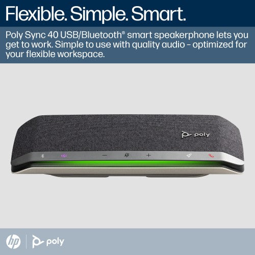 HP Poly Sync 40+ Microsoft Teams Certified USB-A USB-C Speakerphone +BT700 USB-A Adapter