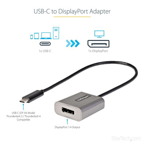 StarTech.com CDP2DPEC USB graphics adapter 7680 x 4320 pixels Black, Gray