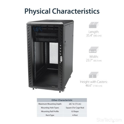 StarTech.com RK2236BKF rack cabinet 22U Freestanding rack Black