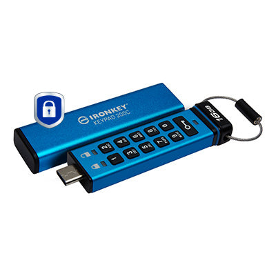 Kingston Technology IronKey Keypad 200 USB flash drive 16 GB USB Type-C 3.2 Gen 1 (3.1 Gen 1) Blue