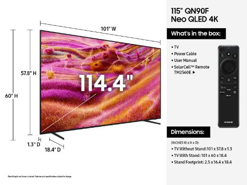 Samsung QN90F QN115QN90FFXZA TV 115" 4K Ultra HD Smart TV Wi-Fi Black