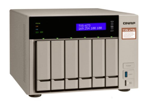 QNAP TVS-673e NAS Tower AMD Embedded R-Series SoC RX-421BD 4 GB DDR4 0 TB QNAP Turbo System Gold