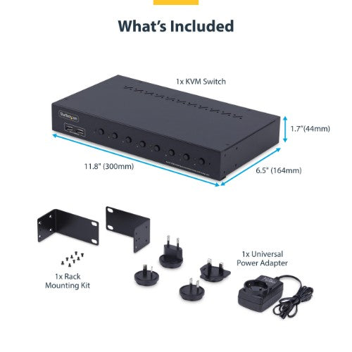 StarTech.com R8AH202-KVM-SWITCH KVM switch Rack mounting Black