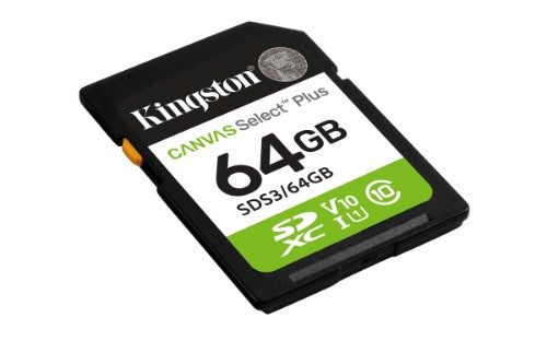 Kingston Technology 64GB SDXC Canvas Select Plus Gen3 100MB/s C10 UHS-I U1 V10