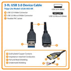 Tripp Lite U326-003-BK USB cable USB 3.2 Gen 1 (3.1 Gen 1) 35.8" (0.91 m) USB A Micro-USB B Black