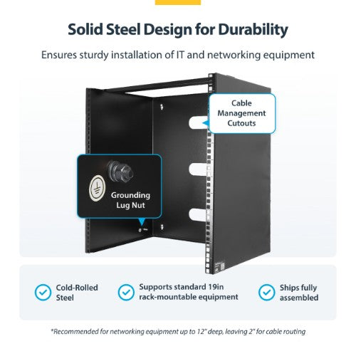 StarTech.com RACK-14U-14-BRACKET rack cabinet Wall mounted rack Black