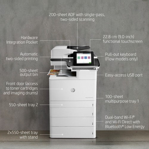 HP Color LaserJet Enterprise Flow LaserJet Enterprise Flow M776z Wireless Multifunction Color Printer, Copier, Scanner; Duplex