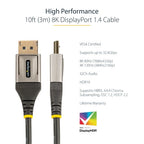 StarTech.com DP14VMM3M DisplayPort cable 118.1" (3 m) Gray, Black
