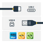 StarTech.com USB2CB50CM USB cable USB 2.0 19.7" (0.5 m) USB C USB B Black
