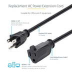 StarTech.com PAC101 power cable Black 12" (0.304 m) NEMA 5-15P NEMA 5-15R