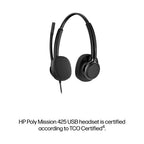 HP Poly Mission 425 Stereo USB Wired Headset