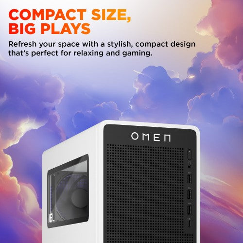 HP OMEN 16L Gaming Desktop TG03-0110 PC Intel Core Ultra 5 225F 8 GB DDR5-SDRAM 512 GB SSD NVIDIA GeForce RTX 3050 Windows 11 Home Midi Tower White