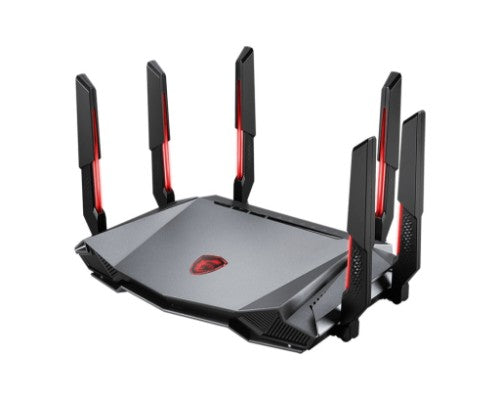 MSI RADIX AXE6600 WIFI 6E TRI-BAND wireless router Gigabit Ethernet Dual-band (2.4 GHz / 5 GHz) Black, Red