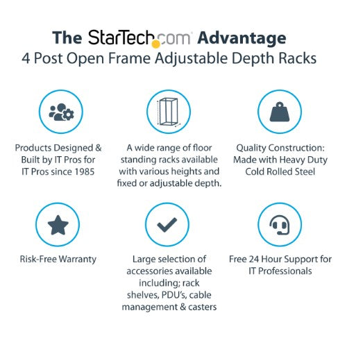StarTech.com 4POSTRACK18U rack cabinet 18U Freestanding rack Black
