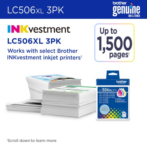 Brother LC506XL3PKS ink cartridge 3 pc(s) Original High (XL) Yield Cyan, Magenta, Yellow