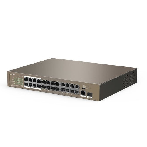 Tenda TEF1126P-24-250W network switch Unmanaged Fast Ethernet (10/100) Power over Ethernet (PoE) Gray