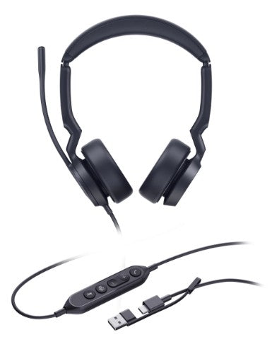 Yealink UH44 Dual Teams USB-C/A Headset Wired Head-band Office/Call center USB Type-C / USB Type-A Black