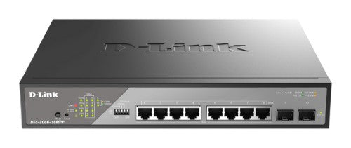 D-Link DSS-200G-10MPP network switch Managed L2 Gigabit Ethernet (10/100/1000) Power over Ethernet (PoE) 1U Black, Gray