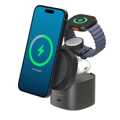 ALOGIC POWERPOD 4IN1 QI2 Smartphone, Headphones, Smartwatch Black USB Wireless charging Fast charging Indoor