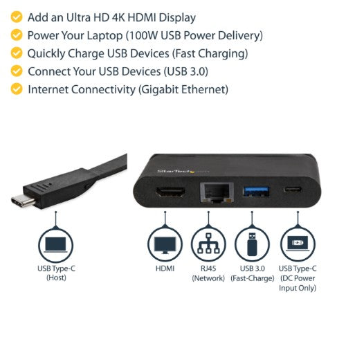 StarTech.com DKT30CHCPD laptop dock/port replicator Wired USB 3.2 Gen 1 (3.1 Gen 1) Type-C Black