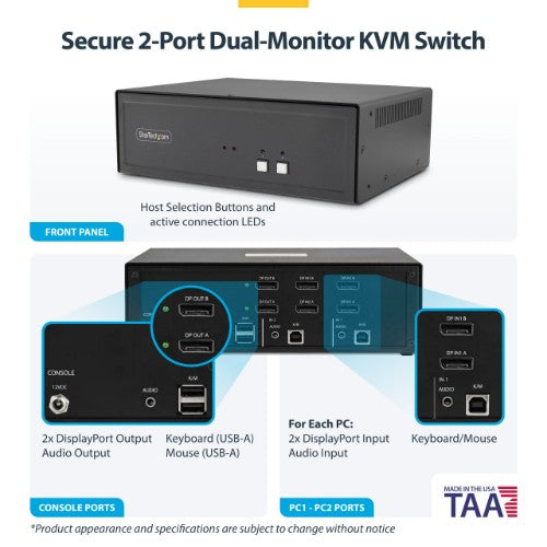 StarTech.com CK4-P202 KVM switch Black