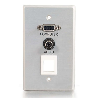 C2G Single Gang HD15 + 3.5mm + (1) Keystone Wall Plate Aluminum