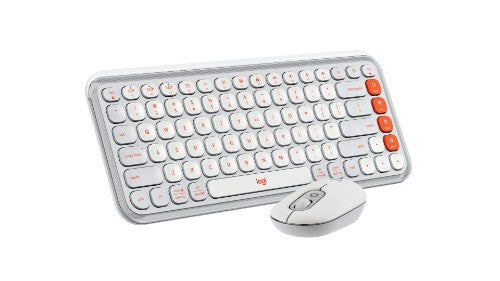 Logitech POP Icon Combo keyboard Mouse included Universal Bluetooth QWERTY English Orange, White