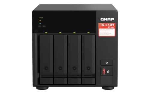 QNAP TS-473A-SW5T-US NAS/storage server Tower Ryzen Embedded V1500B 8 GB DDR4 0 TB QNAP Turbo System Black