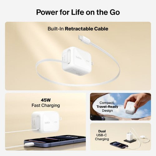 Belkin WCH023DQWH mobile device charger Smartphone White AC Fast charging Indoor