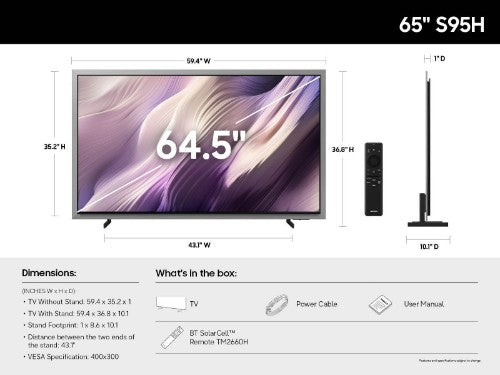 Samsung QN65S95HAFXZA TV 65" 4K Ultra HD Smart TV Wi-Fi Black