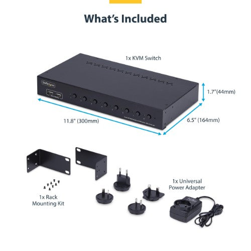 StarTech.com R8AD122-KVM-SWITCH KVM switch Rack mounting Black