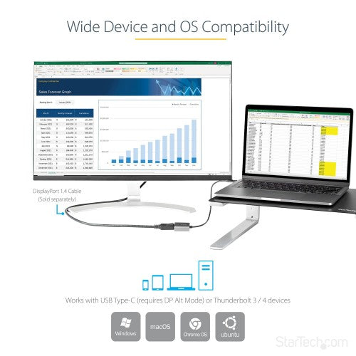 StarTech.com CDP2DPEC USB graphics adapter 7680 x 4320 pixels Black, Gray