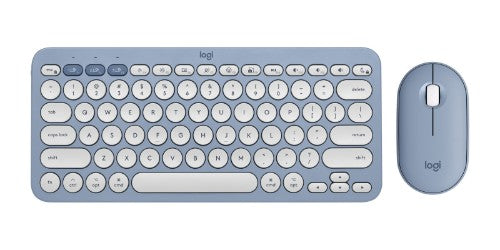Logitech 920-012202 keyboard Mouse included Universal RF Wireless + Bluetooth QWERTY English Blue