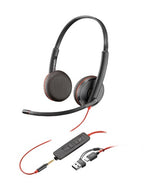 HP Poly Blackwire 3225 Stereo USB-C Headset +3.5mm Plug +USB-C/A Adapter
