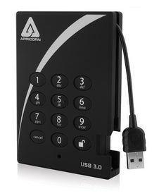 Apricorn Aegis Padlock Fortress 1TB external hard drive 5400 RPM USB Type-A 3.2 Gen 1 (3.1 Gen 1) Black