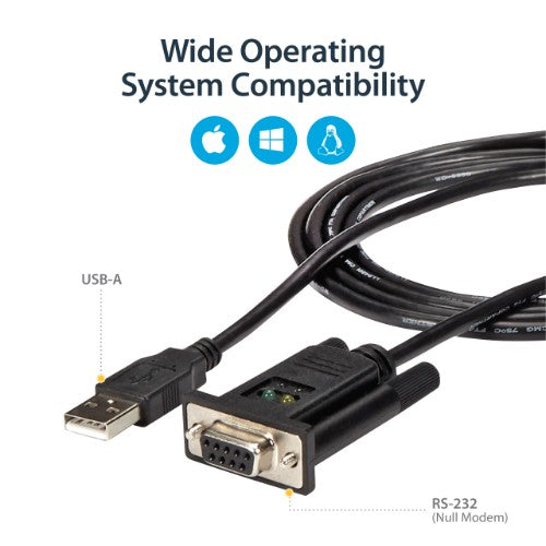 StarTech.com ICUSB232FTN serial cable Black 66.9" (1.7 m) USB Type-A DB-9